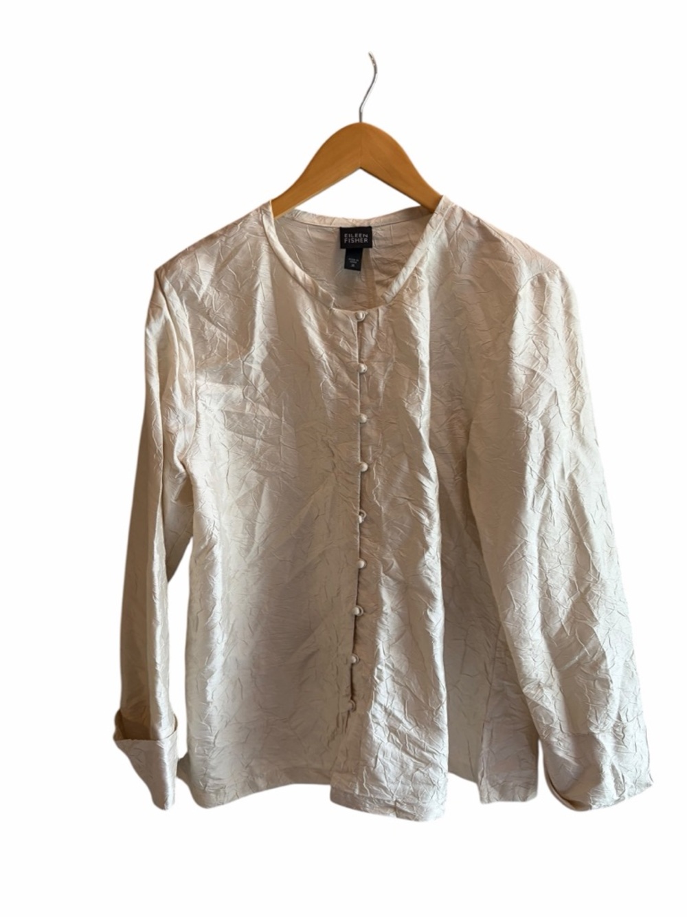 Eileen Fisher Crinkle Silk Button Down Jacket Size Medium
